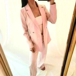 Misguided blush pink blazer lapel jacket suit office layers basics girls night
